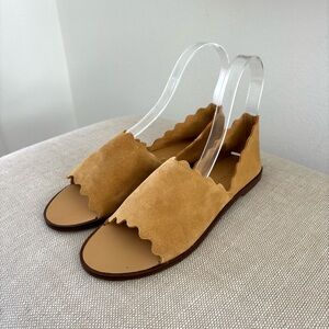 Klub Nico Georgette Scalloped d'Orsay Flats NWOT Mustard Tan Suede Size 8